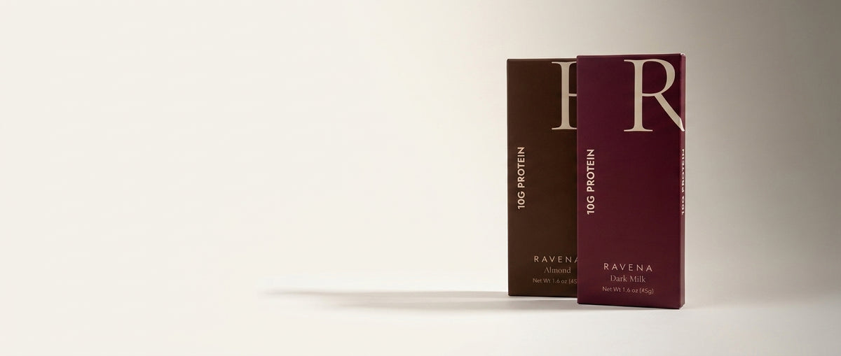 Ravena Almond and Dark Milk cartons, editorial hero